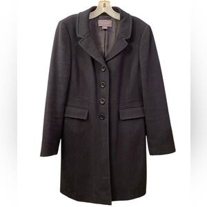 Ann Taylor Coat Black Textured Lined Pockets Cotton 3/4 length Classy WM SZ M